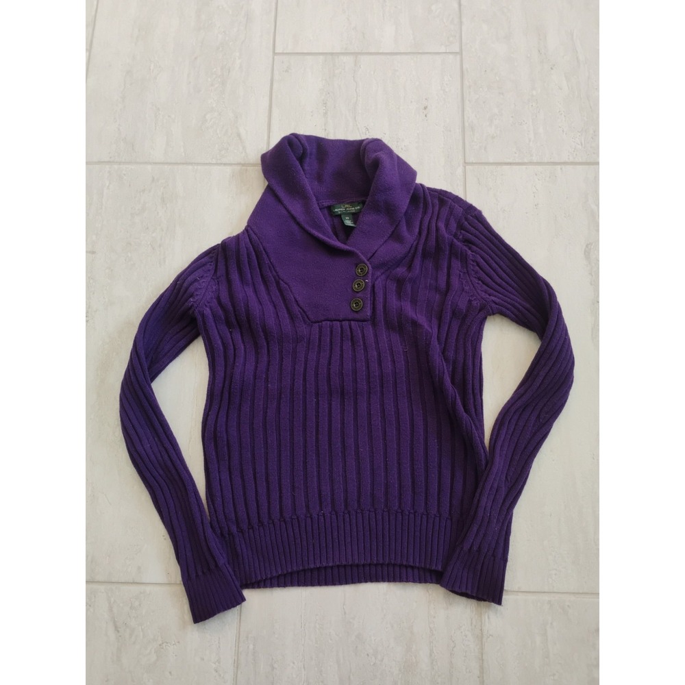 Lauren Ralph Lauren Jeans Co. Shawl Sweater Buttons Purple Ribbed Cotton XSmall
